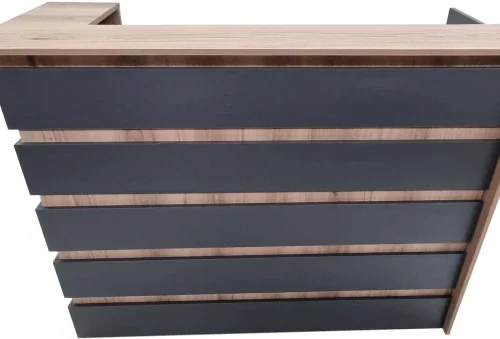 Flatpack DIY Duke Reception Desk Office Table – Sahara & Storm Grey