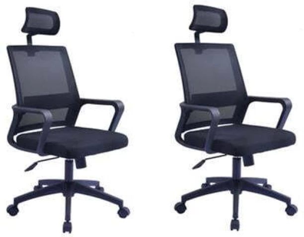 Rex M Office Executive Chairs with Headrest Pack of 2 u2013 Black Colour Office Adjustable Arm Chair