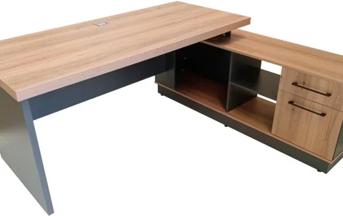 Flatpack DIY Brighton Corner Desk Right 180 Office Table – Sahara & Storm Grey