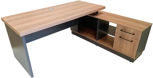 Flatpack DIY Brighton Corner Desk Right 180 Office Table – Sahara & Storm Grey