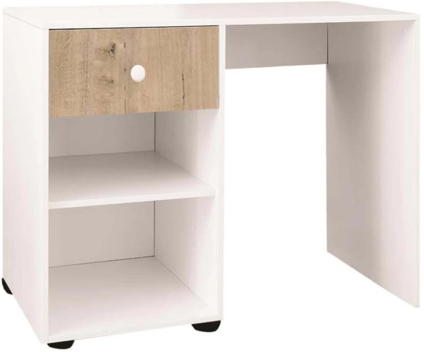 Home Concept Study Desk - small Multifunctional with Storage, DIY Flat Pack Office Table – Melawood Brookhill Grey & White