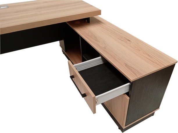 KC Furn Modern Executive L-Shape Office Desk with Storage Unit � 1.6 Office Table – Sahara & Ebony - Image 6