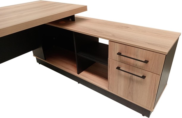 KC Furn Modern Executive L-Shape Office Desk with Storage Unit � 1.6 Office Table – Sahara & Ebony - Image 5