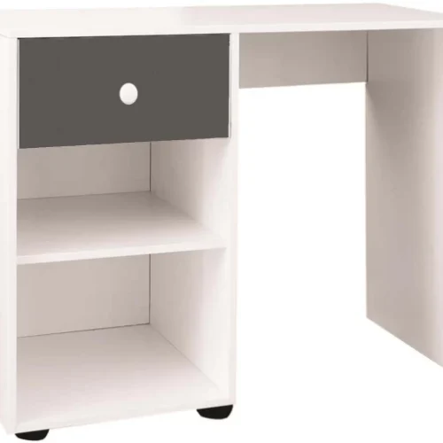 Home Concept Study Desk - small, Compact DIY Flat Pack Office Table – White & Storm Grey Modern Melamine