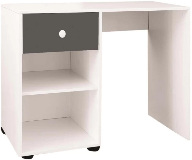 Home Concept Study Desk - small, Compact DIY Flat Pack Office Table – White & Storm Grey Modern Melamine