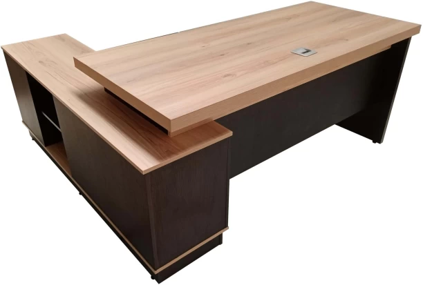 KC Furn Modern Executive L-Shape Office Desk with Storage Unit � 1.6 Office Table – Sahara & Ebony - Image 2