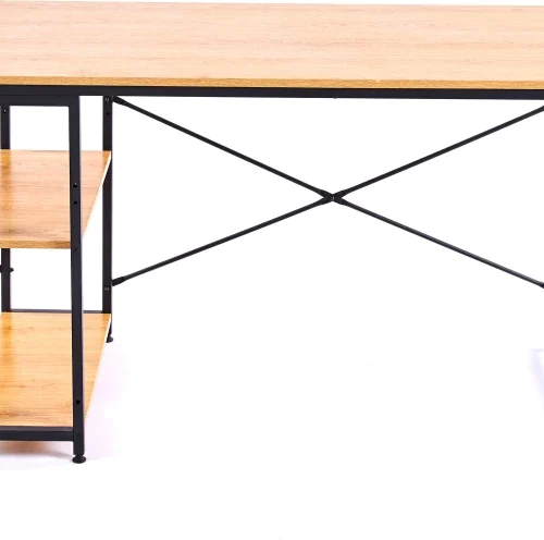 RSQQAV 1.2m Computer Desk with Reversible 2-Tier Storage Shelves – Modern Home Office & Gaming Desk Multipurpose Table – WOOD