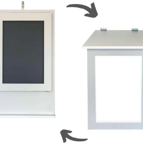 SpaceSave Fold Up Desk & Blackboard Multipurpose Table – White