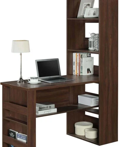 Linx LA Work Desk - Kingston Walnut Engineered Wood Computer Desk – Brown