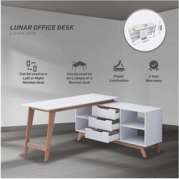 Everfurn Lunar Office Table – White - Image 2