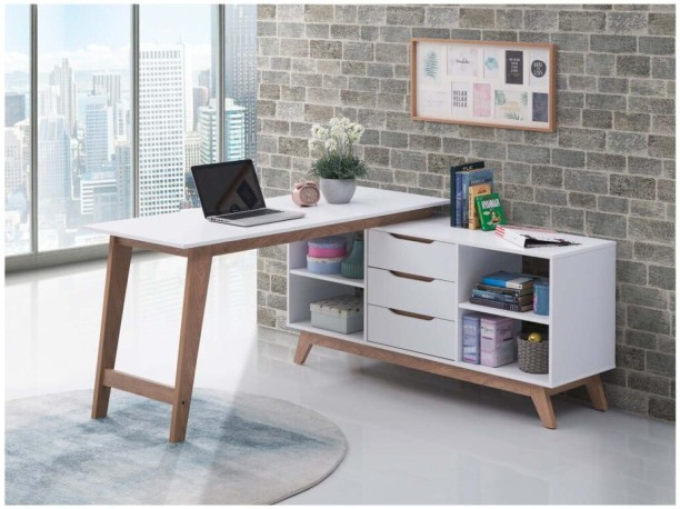 Everfurn Lunar Office Table – White - Image 3