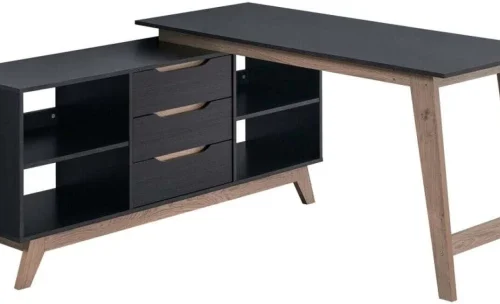 Everfurn Lunar Office Solid Wood Computer Desk – Black