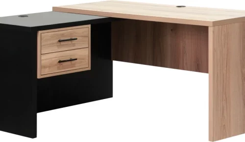 Sahara L-shape Desk Office Table – Black, Beige