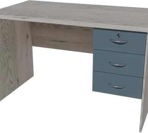 Warwick Straight Desk With 3 Draw Fitted Pedestal Office Table – Beige