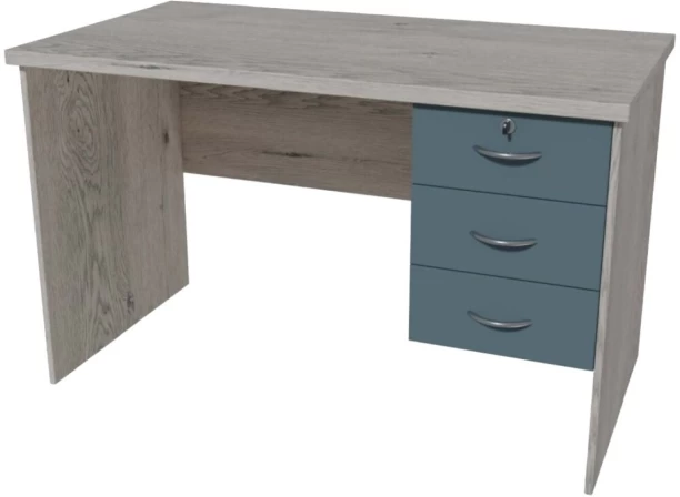 Warwick Straight Desk With 3 Draw Fitted Pedestal Office Table – Beige