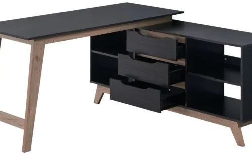 Everfurn Lunar Office Desk Box 2 Study Table – Black