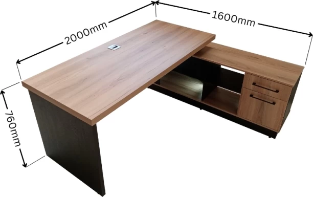 Flatpack Diy Brighton Corner Desk 200cm - Right Office Table – Sahara & Ebony - Image 4