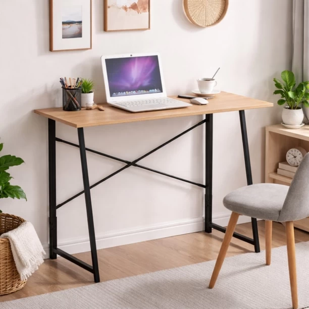 Bragg Essentials Foldable Study Table – Oak