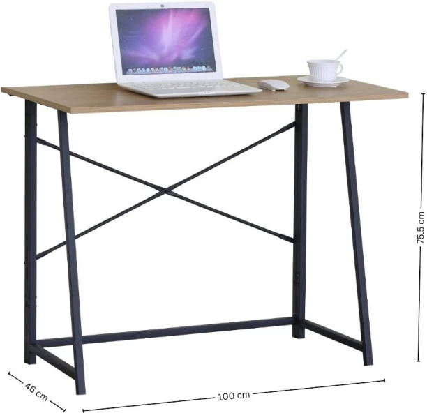 Bragg Essentials Foldable Study Table – Oak - Image 3