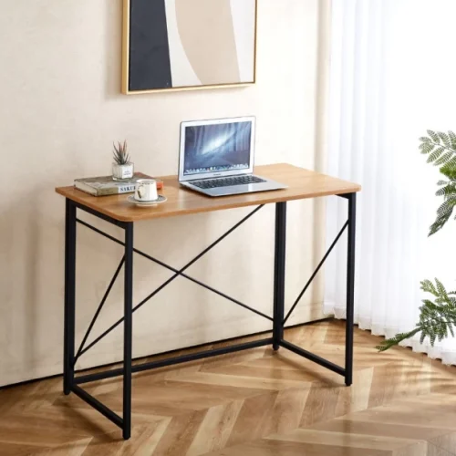 Artisyn Folding computer desk, storage table, and game table - gray wood color Multipurpose Table