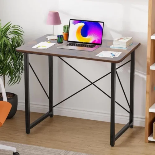 Artisyn Home Folding Computer Desk, Storage Table, Game Table - Brown Multipurpose Table