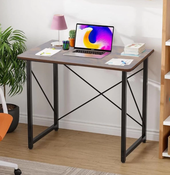 Artisyn Home Folding Computer Desk, Storage Table, Game Table - Brown Multipurpose Table