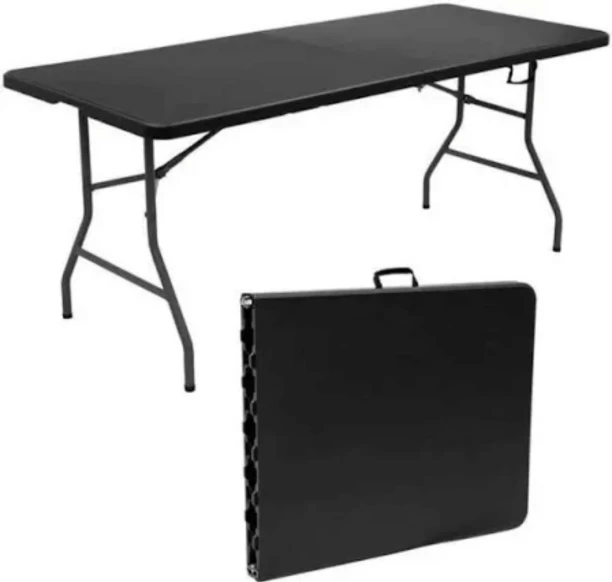 CAPTAIN K PRODUCTS Plastic Folding Table Black , Trestle Table Multipurpose Table - Image 2