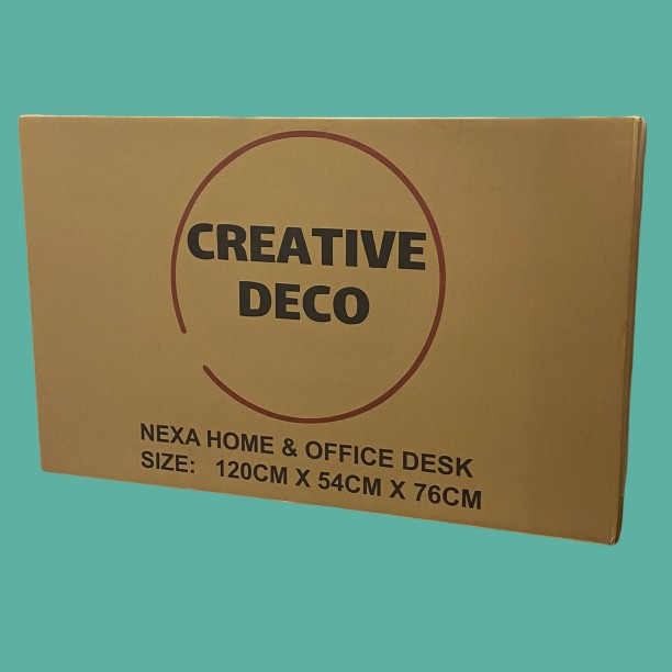 Creative Deco Home & Office Desk NEXA - Workstation with 2 Shelves Multipurpose Table – Earth Brown - Image 6