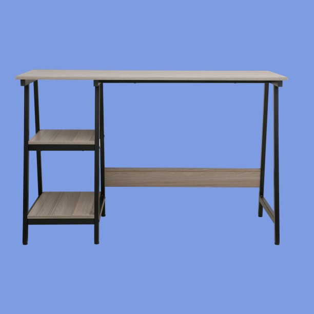 Creative Deco Home & Office Desk NEXA - Workstation with 2 Shelves Multipurpose Table – Earth Brown - Image 5