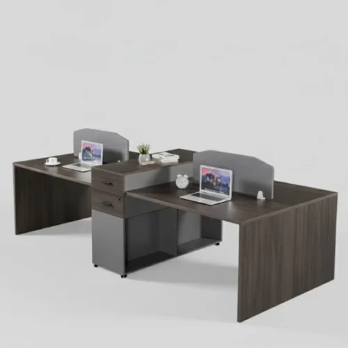 HOD The Synergy 2.4m 4 Person Workstation Office Table – Dark Walnut