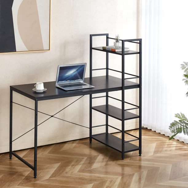 Golden Star Africa Work Desk Office Computer Table Storage Shelf Office Table – Black - Image 2