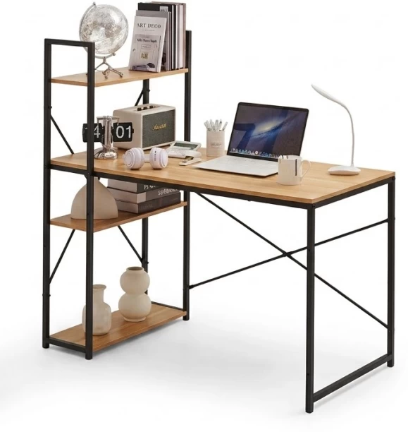 Woodly Work Desk Office Computer Workstation with Shelves Student Desk Table Office Table – Light Oak