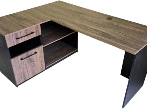 Flatpack DIY Dublin Corner Desk 160cm x 120cm (Right Seated) Office Table – Chobe, Storm Grey