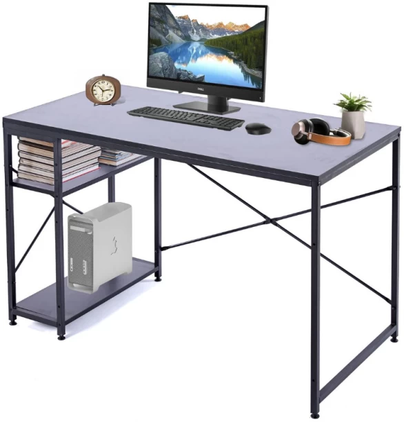 Artisyn 120cm Home Computer Desk with Shelves and Storage - Black Conference Table