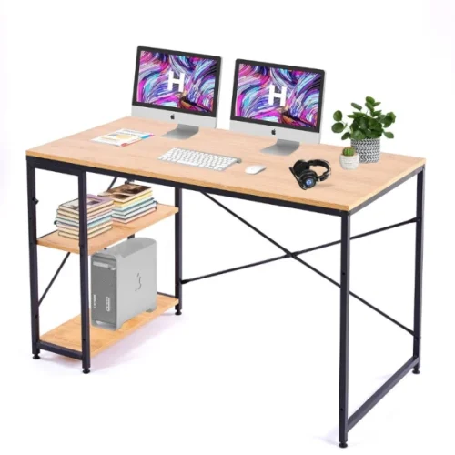 Artisyn 120cm Home Computer Desk with Shelves and Storage - Gray Wood Color Multipurpose Table