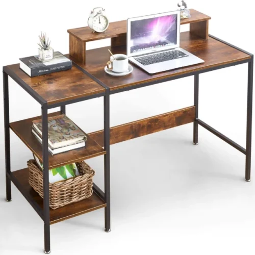 Artisyn Home computer storage desk with bookshelf and gaming table for bedroom - brown Multipurpose Table