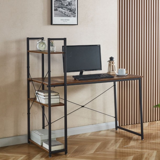 Deals online Computer Table Study Writing Desk Home Office Workstation with 4 Shelves Study Table 127 inch black 8 inch Pack Solid Wood Satinwood Study Table – Berlin Rustic - Image 2