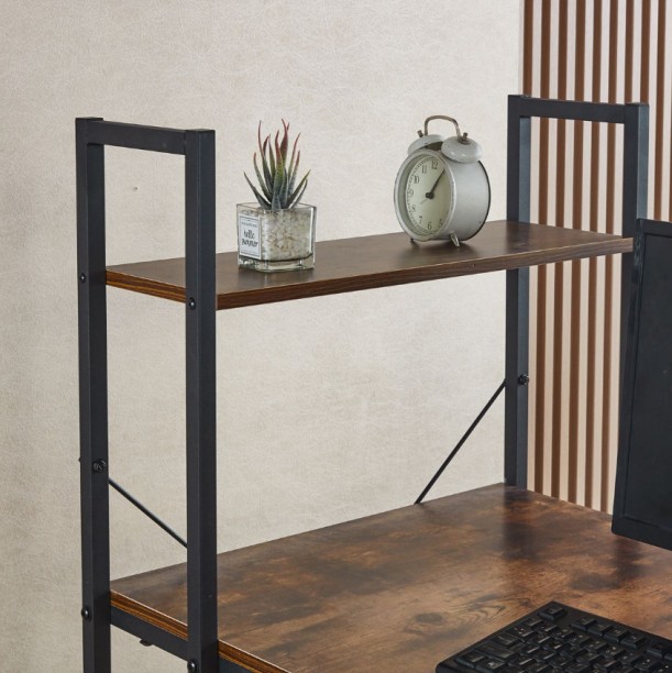 Deals online Computer Table Study Writing Desk Home Office Workstation with 4 Shelves Study Table 127 inch black 8 inch Pack Solid Wood Satinwood Study Table – Berlin Rustic - Image 5