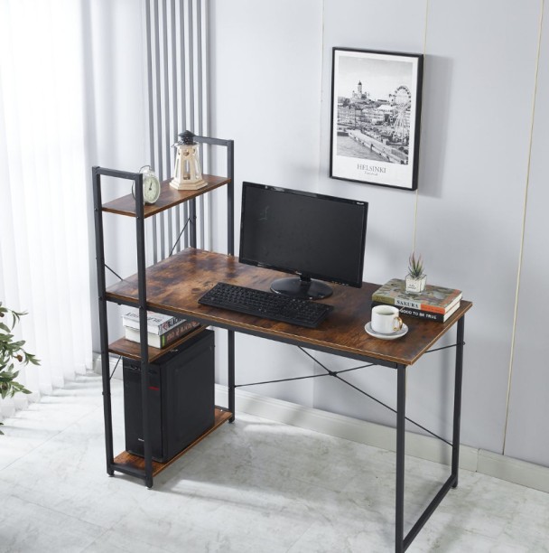 Deals online Computer Table Study Writing Desk Home Office Workstation with 4 Shelves Study Table 127 inch black 8 inch Pack Solid Wood Satinwood Study Table – Berlin Rustic - Image 3