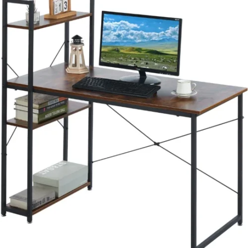 Deals online Computer Table Study Writing Desk Home Office Workstation with 4 Shelves Study Table 127 inch black 8 inch Pack Solid Wood Satinwood Study Table – Berlin Rustic