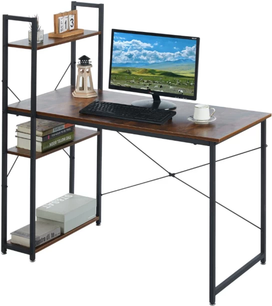 Deals online Computer Table Study Writing Desk Home Office Workstation with 4 Shelves Study Table 127 inch black 8 inch Pack Solid Wood Satinwood Study Table – Berlin Rustic