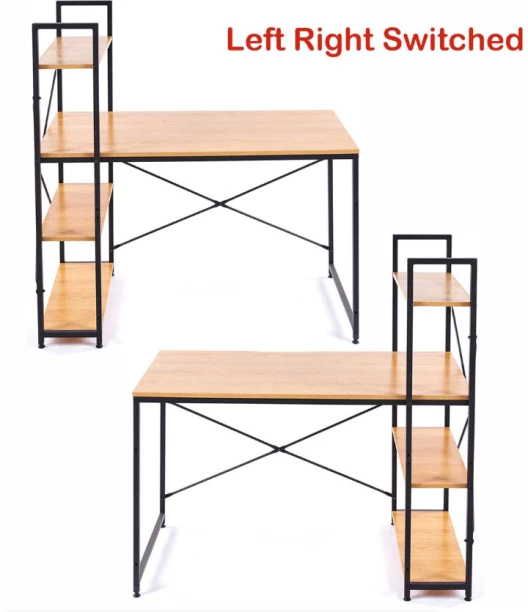 Deals online Computer Table Study Writing Desk Home Office Workstation with 4 Shelves Study Table – Grey Wood - Image 3