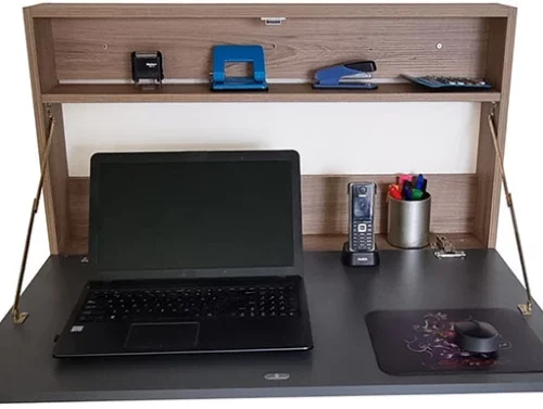 Flatpack DIY Liverpool Foldaway Desk Study Table – Sahara & Storm Grey