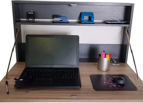 Flatpack DIY Liverpool Foldaway Desk Study Table – Storm Grey & Sahara