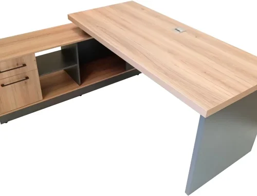 Flatpack DIY Brighton Corner Desk Right 160 Office Table – Sahara & Storm Grey