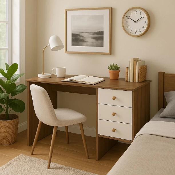 Decorum & Co DCDES03SD2 Office Table – Brown, White - Image 3