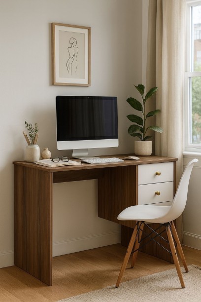 Decorum & Co DCDES03SD2 Office Table – Brown, White - Image 7