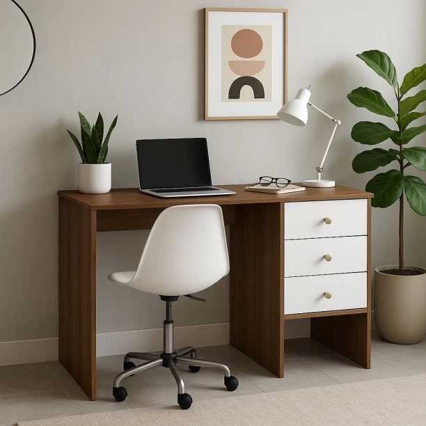 Decorum & Co DCDES03SD2 Office Table – Brown, White - Image 4