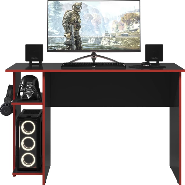 Linx Office and Gaming Desk – Black & Red - Image 3