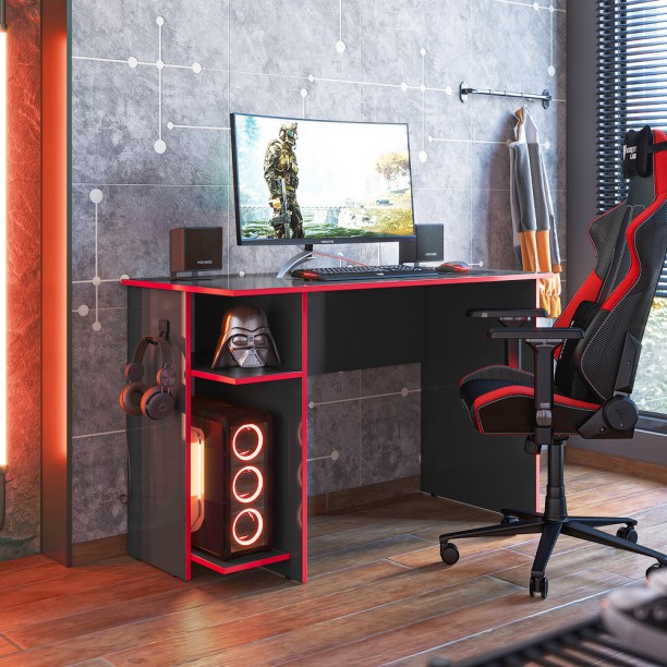 Linx Office and Gaming Desk – Black & Red - Image 5